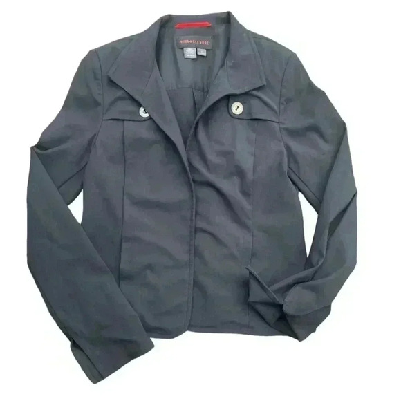 Nina Mclemore Women’s Blazer 8 Open Jacket Black Pockets Career Cotton Stretch - Picture 1 of 4